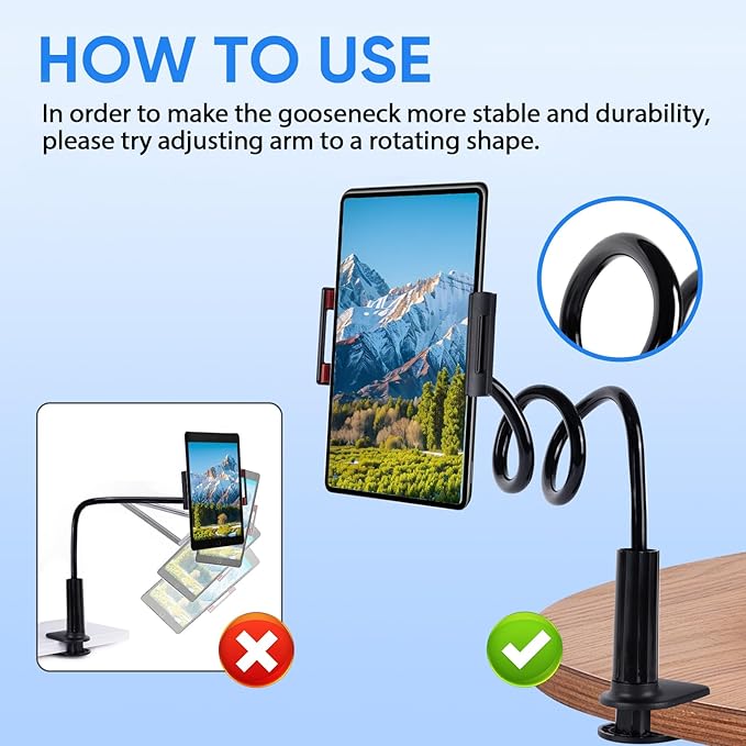 Soporte Gooseneck para Tablet 4" - 8" Brazo Flexible 360° miniatura 6