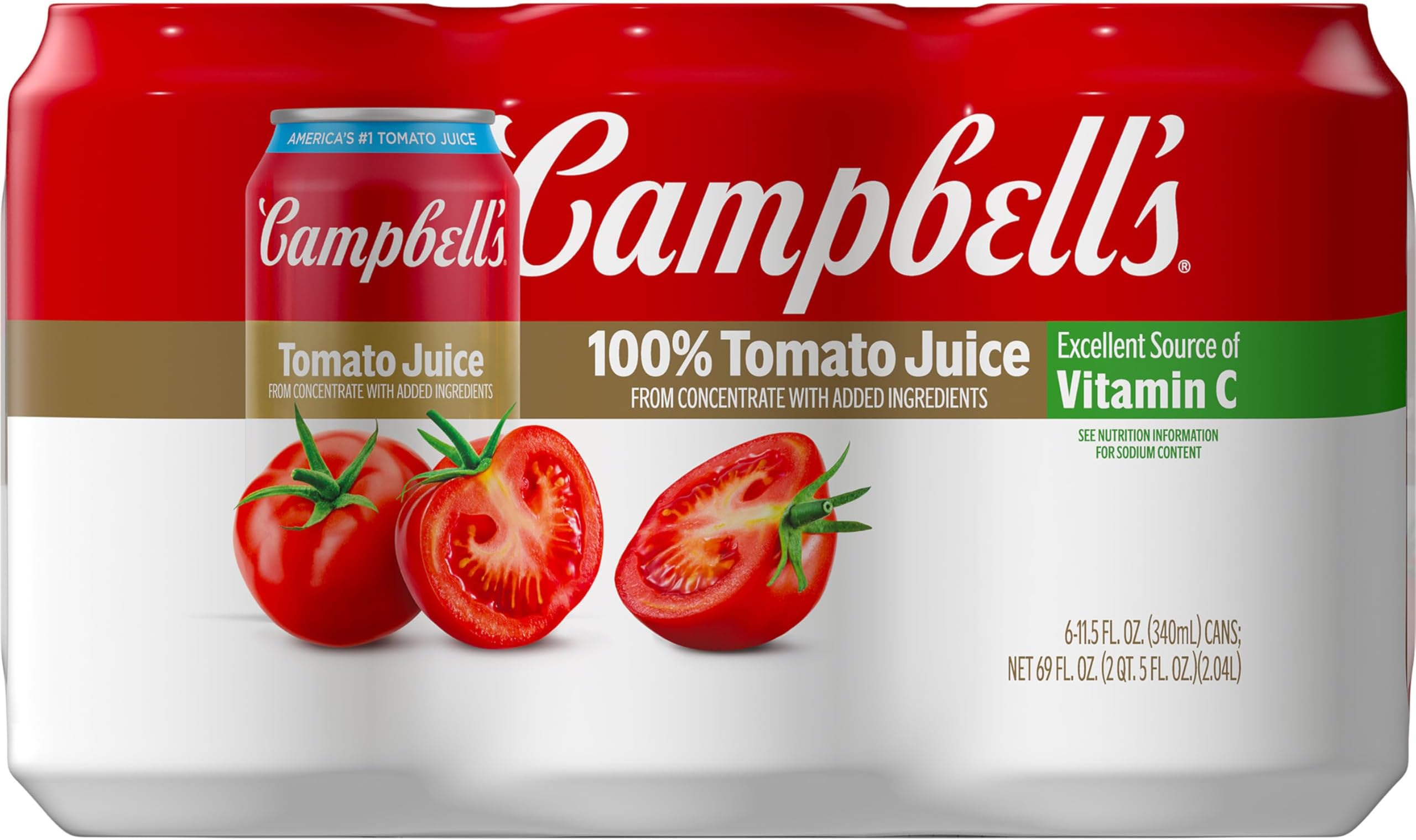 100% Tomato Juice, 11.5 fl oz Can (6 Pack)