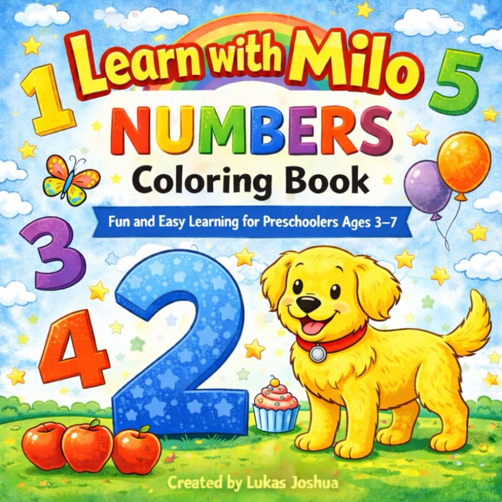 Learn with Milo: Numbers Coloring Book: Fun and Easy Learning for Preschoolers Ages 3–7