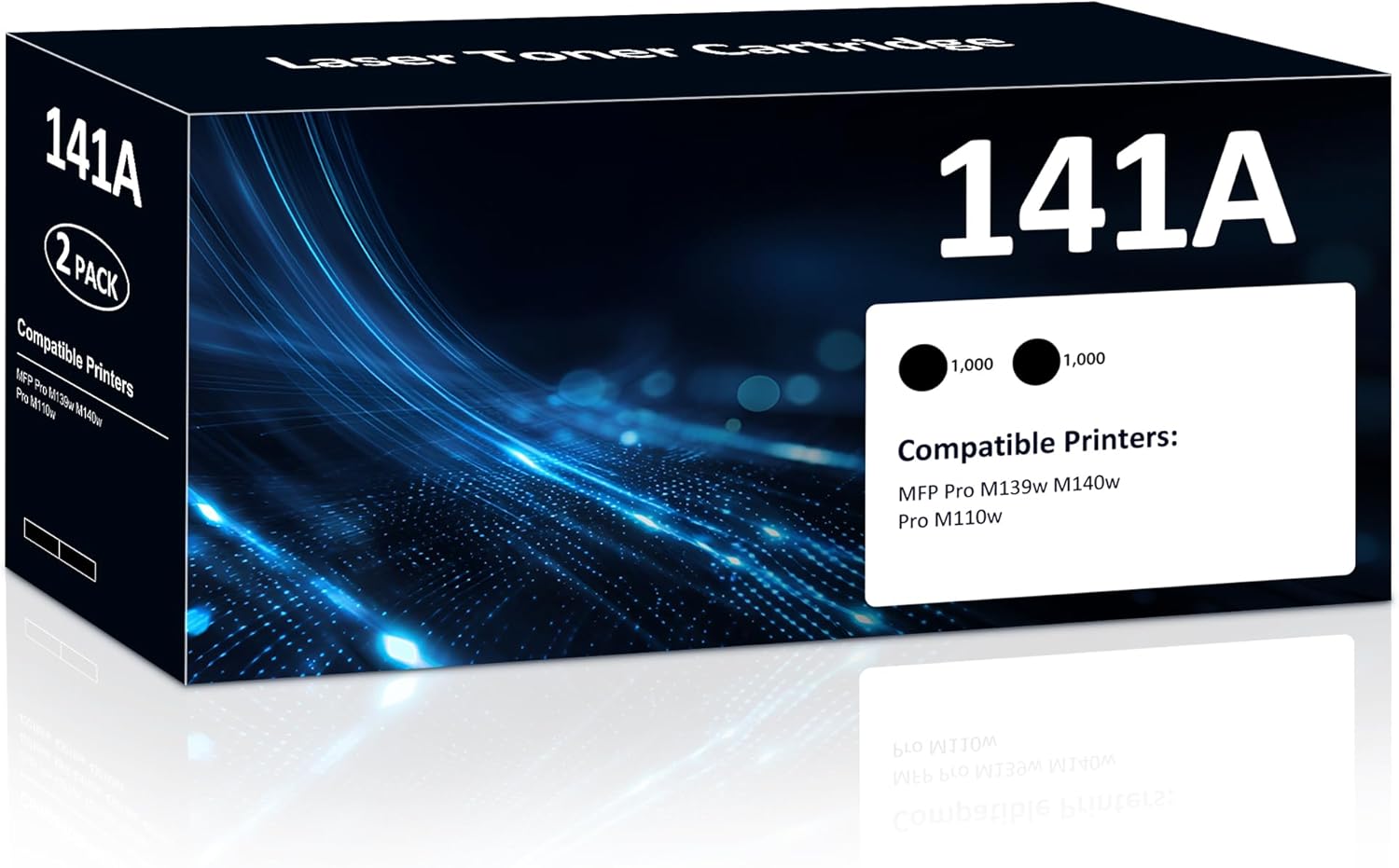 141A Toner Cartridge Black (with Chip) Compatible for HP 141A W1410A 141X Toner Replacement for LaserJet MFP M140w M110w M139w Printer (2 Pack, Black)