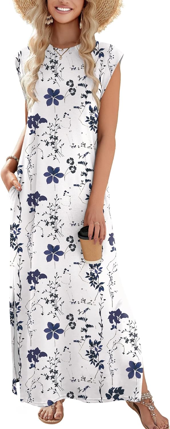 Zeagoo Summer Dresses for Women 2026 Black Long Maxi Sundresses Loose Split Wrinkle-Free Beach Travel Vacation Clothes - Image 7