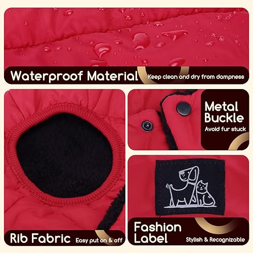 Miniatura 5 de Nobleza - Chaqueta para perro, abrigo de invierno cálido de forro polar con agujero para correa, impermeable para exteriores, ropa para mascotas