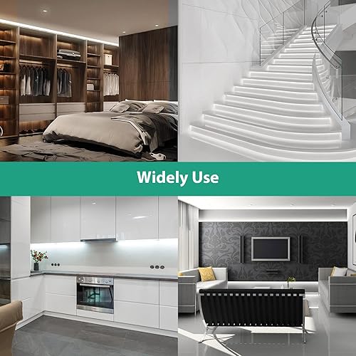 Miniatura 5 de Tira de luces LED blancas, tira de luz de neón de 16.4 pies, tira de luces LED de neón impermeable de 12 V, tira de luces LED de neón de silicona