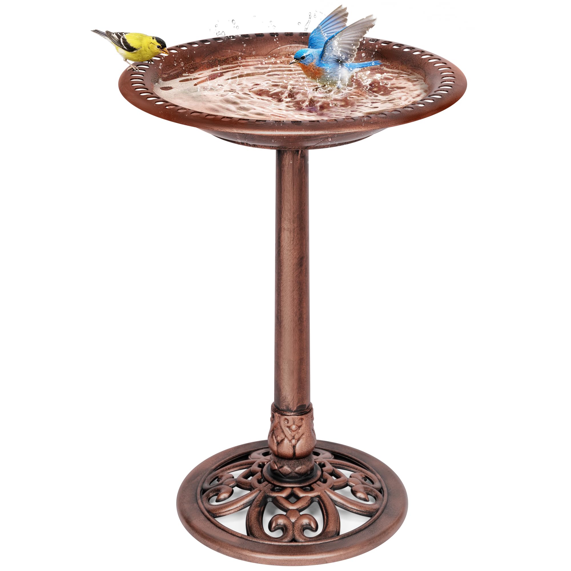 VIVOHOME Abbeveratoio per Giardino 71cm Altezza Poliresina Leggero Antico Plastica Resina da Terra Esterno Ciotola d'Acqua per Uccelli