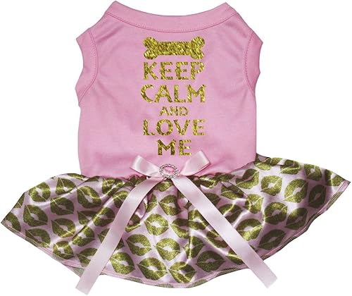 Miniatura 2 de Petitebella Keep Calm and Love Me - Vestido para cachorro (negro/dorado, talla XXL)