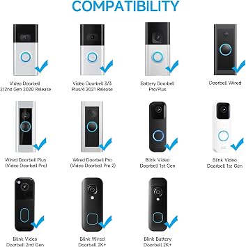 OLAIKE Adjustable Waterproof Mount for B-Link Video Doorbell, Extends Viewing Angle 30-60, Compatible with Ring Wired/Pro/Pro 2, Black - Ideal for Home Security