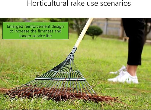 Miniatura 5 de Rastrillo de paisaje, rastrillo de repuesto para césped, rastrillo de jardín, 22 dientes, hoja de abanico de acero para césped, patio, flores,