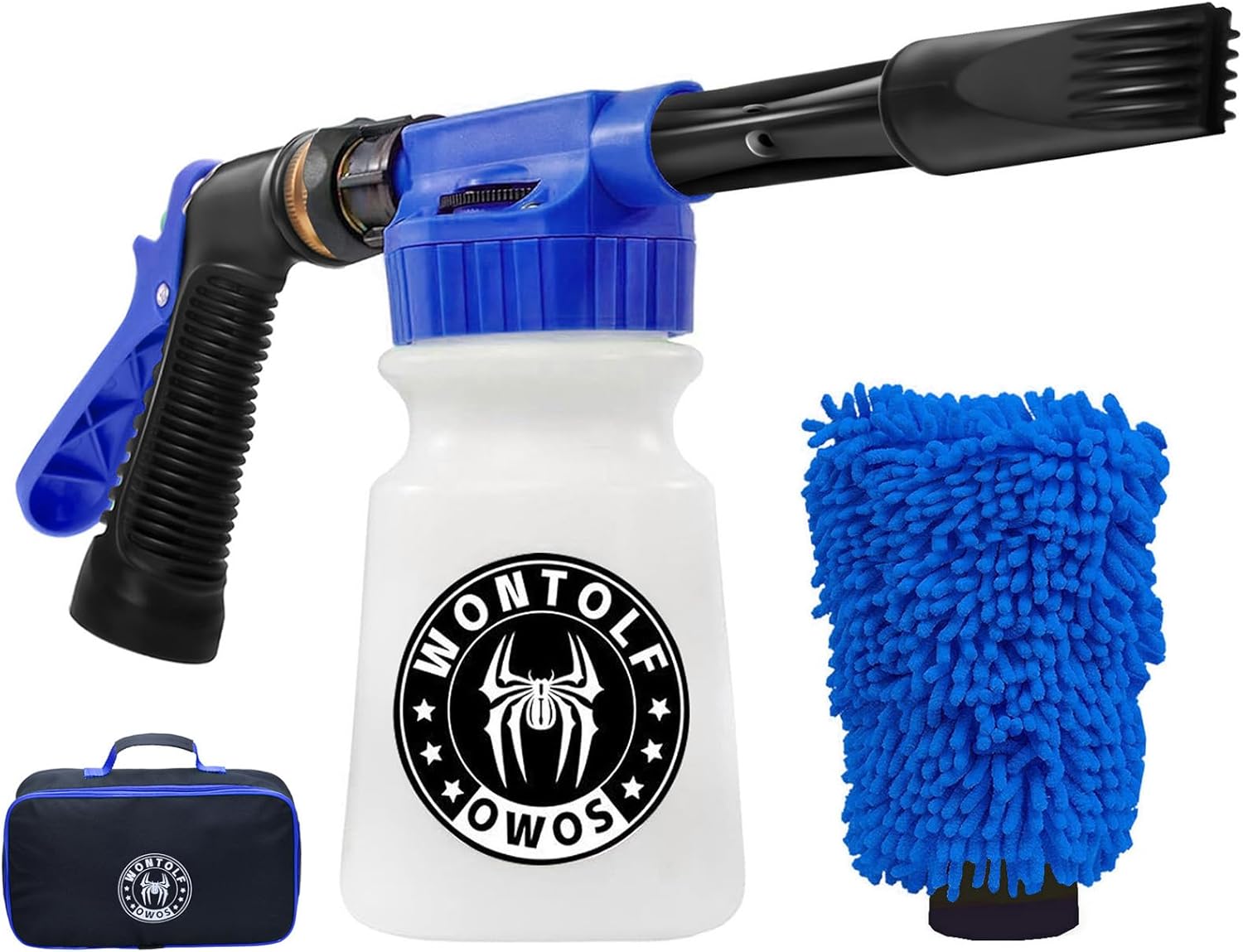 Car Wash Foam Gun Foam Sprayer – Foam Cannon Garden Hose- Car Wash Kit – Snow Foam Blaster with Microfiber Wash Mitt + Storage Bag – Car Accessories for Men