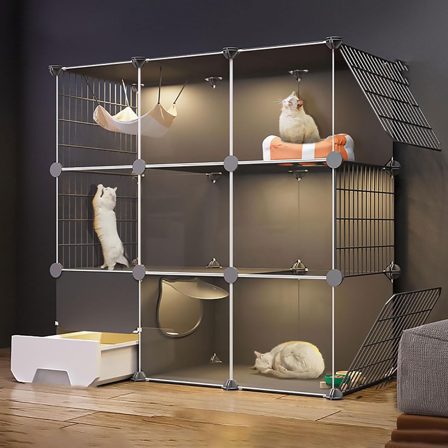 Cage pour chat modulable et détachable pour un salon toujours ordonné