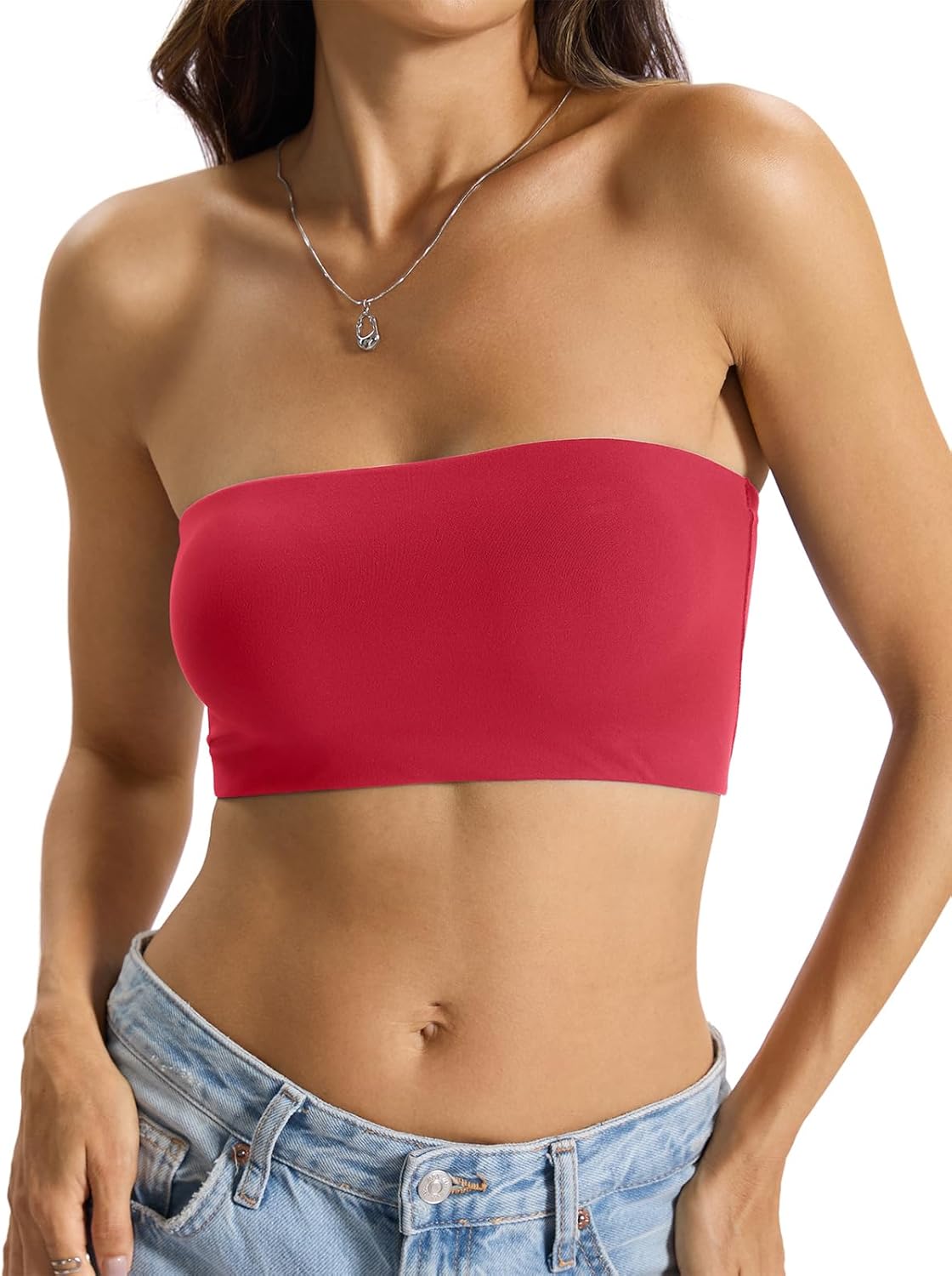 Womens Double Lined Tube Tops Crop Tank Top Non-Padded Strapless Bandeau Shirts Sexy Going Out Tops Summer 2026