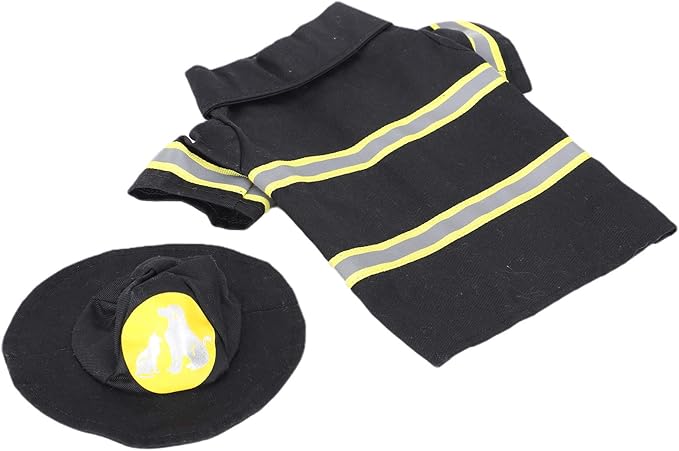 Ropa de Bombero para Perro, Chaqueta de Lona con Sombrero, Disfraz Halloween miniatura 9