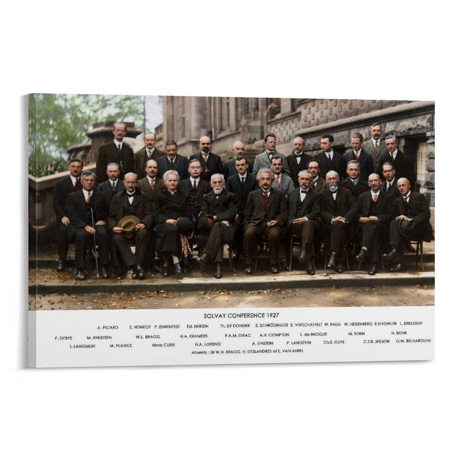 Hellove Frame-Style1 Celebrity Poster The Solvay Conferences And Physical Scientist Group Photo Poster Decorative Painting Canvas Wall Art Living Room Posters Bedroom Painting 20X30inch(50X75cm)