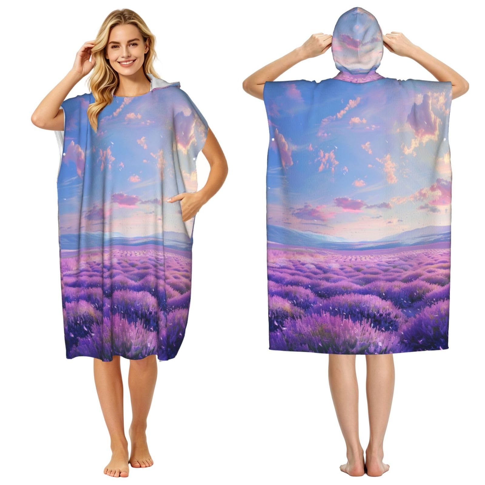 DTHKJNLSF Sea Of Flowers Adult Hooded Beach Poncho Towel