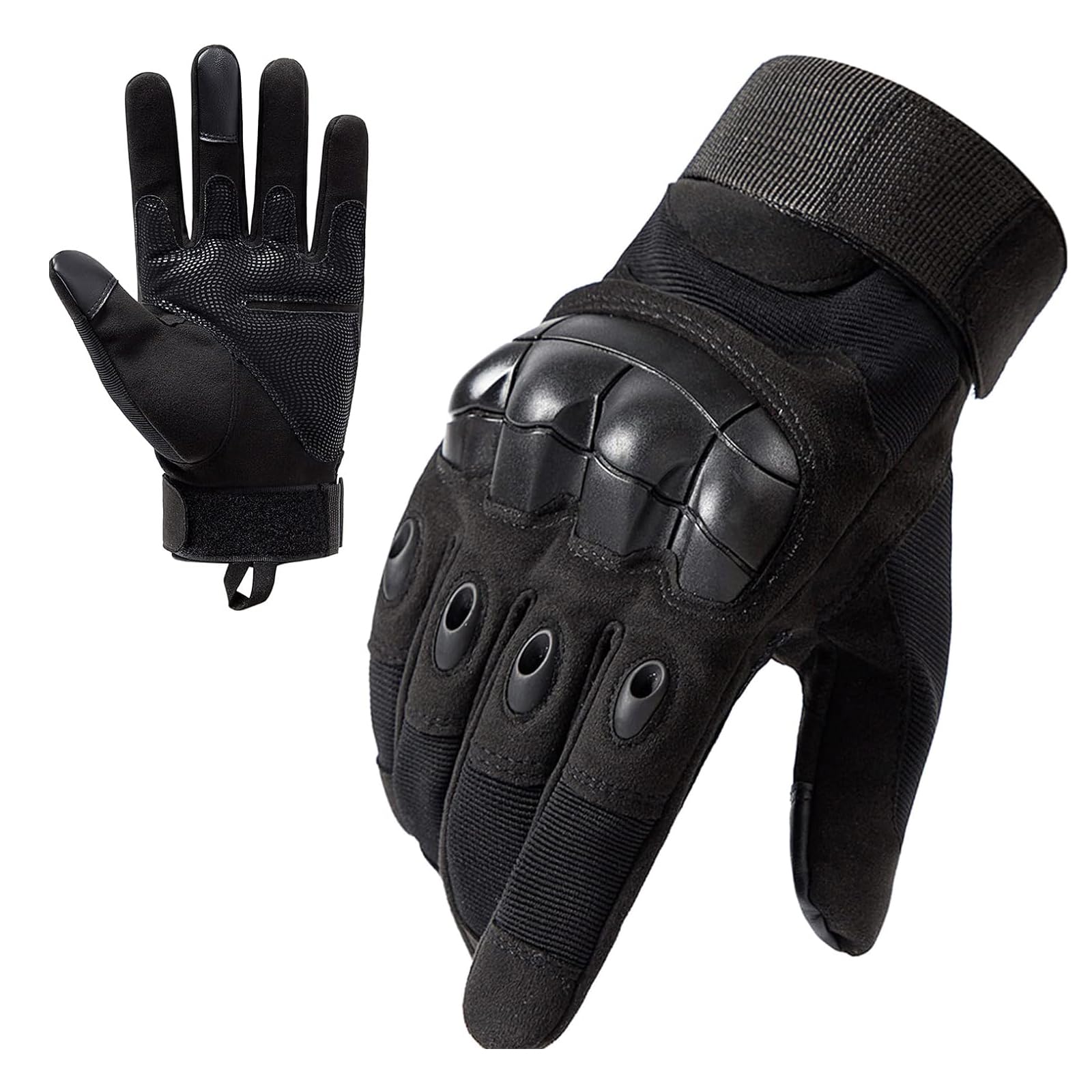 PVFZXS Security Handschuhe, Militärische Taktische Handschuhe Mit Kohlenstofffaser Knöchelschutz Und Touchscreen, Geeignet für Dschungel-Erkundung, Wandern(Schwarz L) Fashion