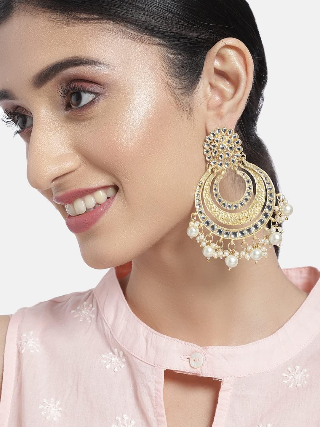 Aheli Classy Traditional Chandbali Earrings Indian Wedding Bridal Bollywood Fashion Jewelry Gift for Women Blue