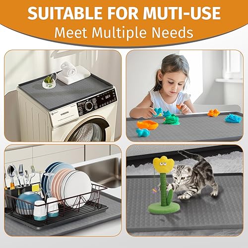 Miniatura 2 de 2 protectores superiores para lavadora y secadora, 25.6 x 23.6 pulgadas, fundas de silicona para lavadora y secadora, impermeable, antideslizante, a