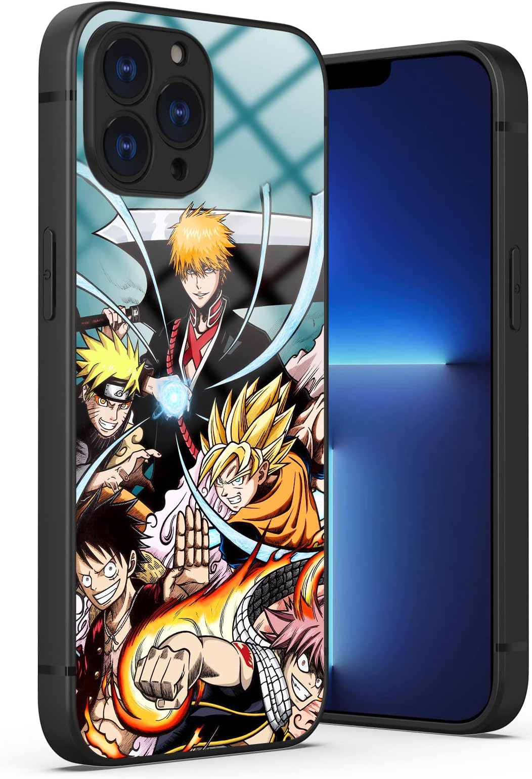 Designed for iPhone 13 Pro Max Case with Manga Pattern Printed on Back, Shockproof Bumper and Customize Acrylic (PMMA) Protective Cover (Anime-GreenBG-16F13M)