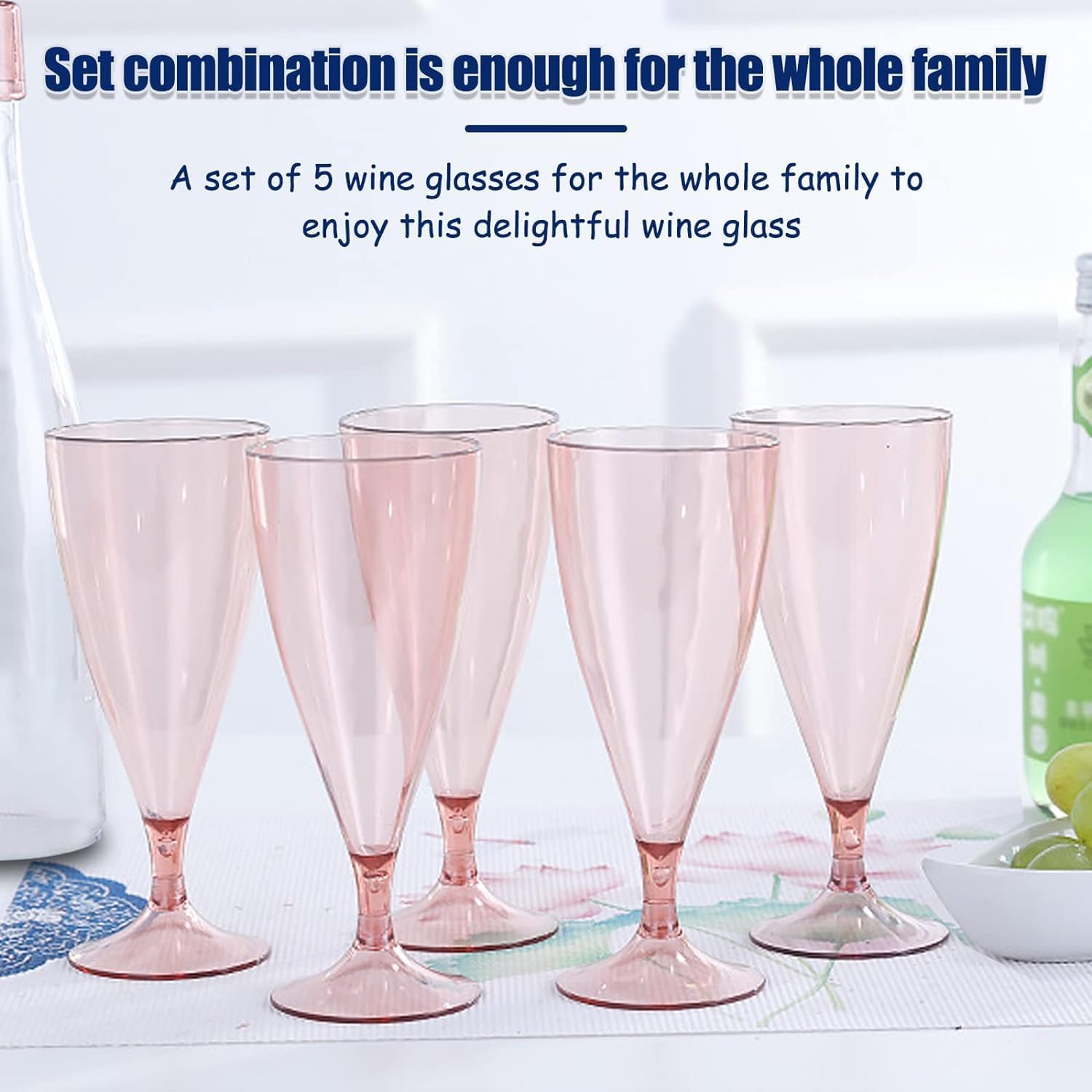 Niralasa Travel Picnic Glass 5PCS Set Folding Style Plastic Champagne Glasses Suitable for Outdoor Reusable Camping Perfect for Party, Wedding, Birthday 2
