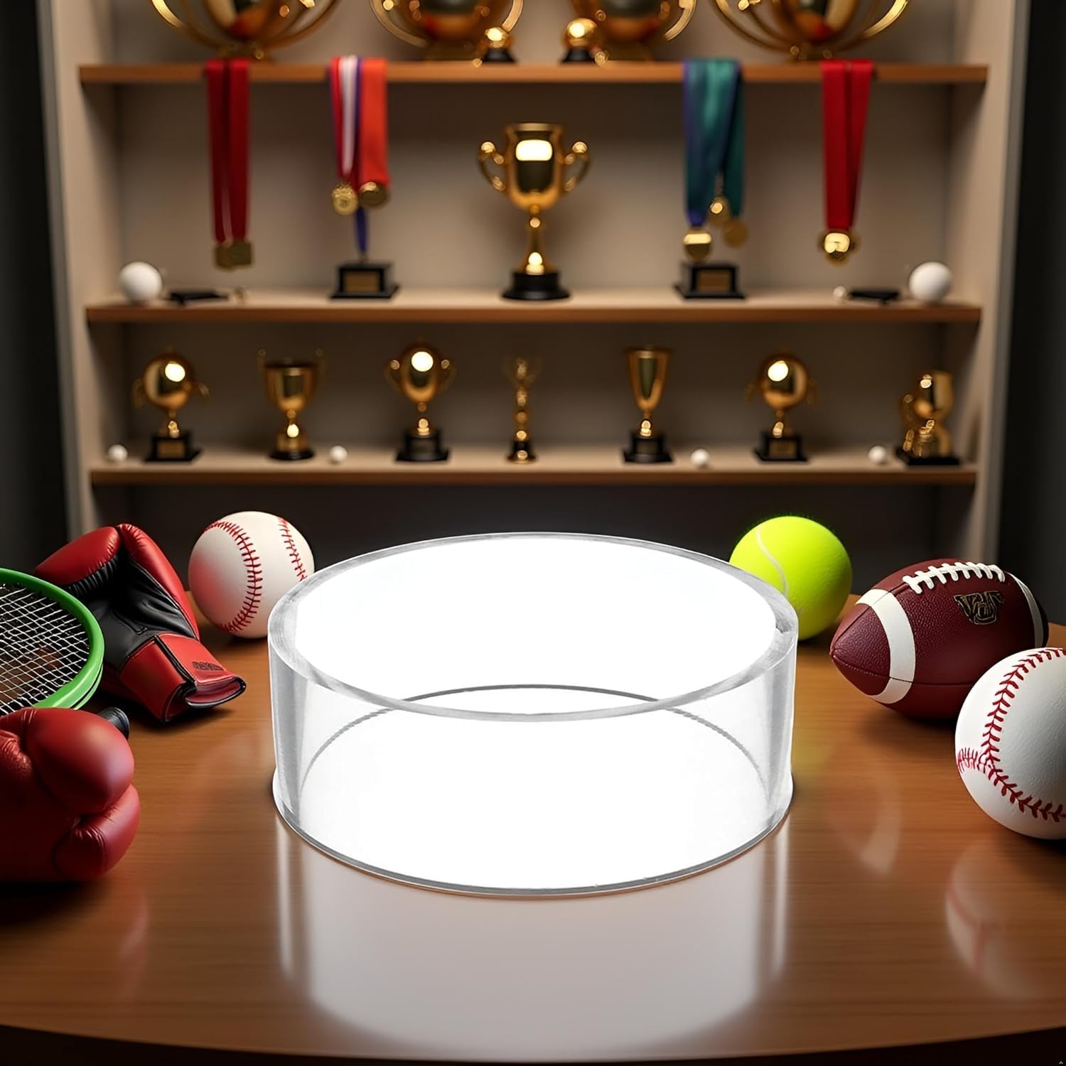 Transparent Acrylic Display Stand Clear Holder,Be used for Memorabilia Display and Storage Plastic Round Display Stands for Golf Ball Baseball Softball Tennis Football Ball Storage Holder Rack - Image 4
