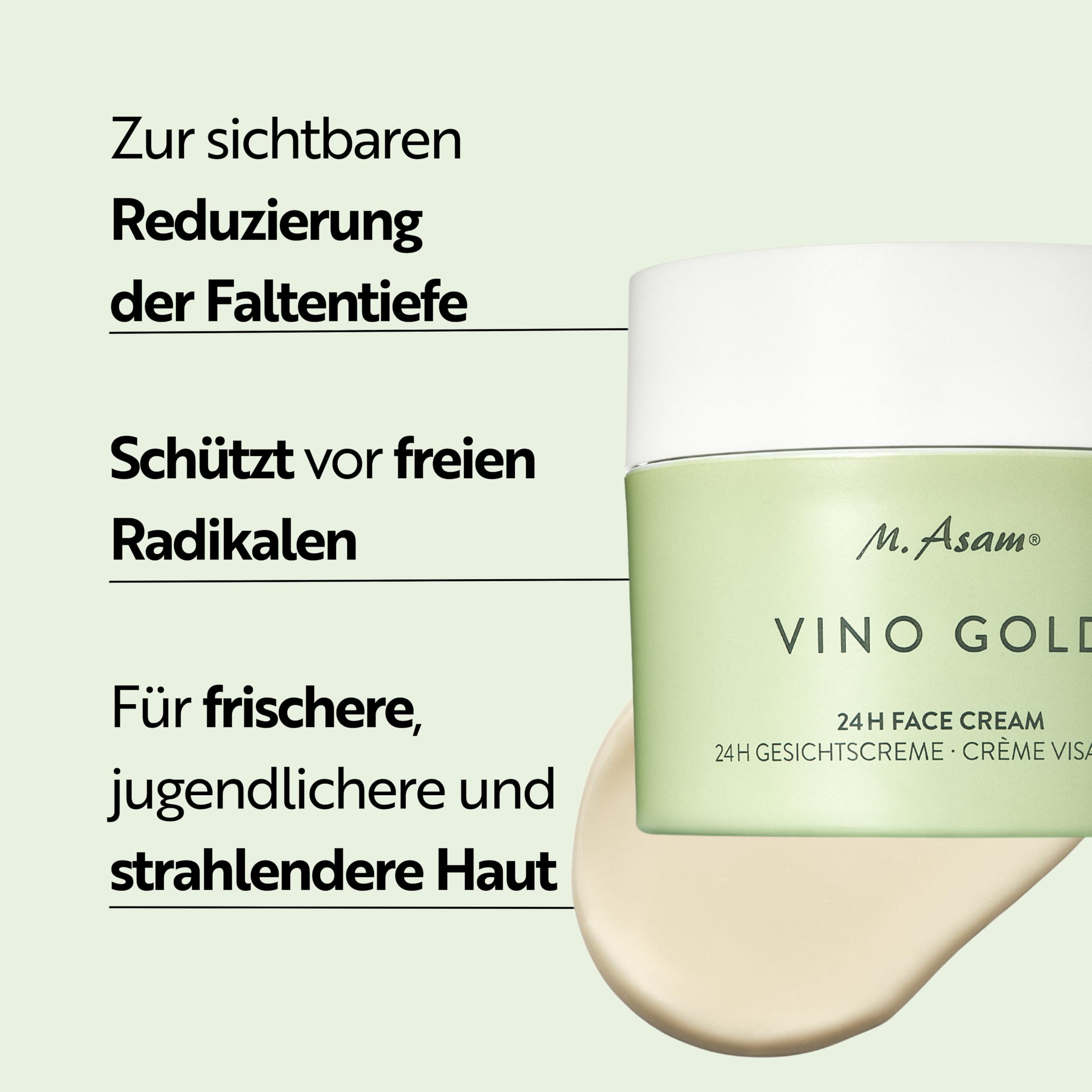 M. Asam Vino Gold 24h Gesichtscreme (100 ml) | 24h Tages- & Nachtcreme gegen Linien & Fältchen, Schutz vor vorzeitiger Hautalterung, Gesichtspflege