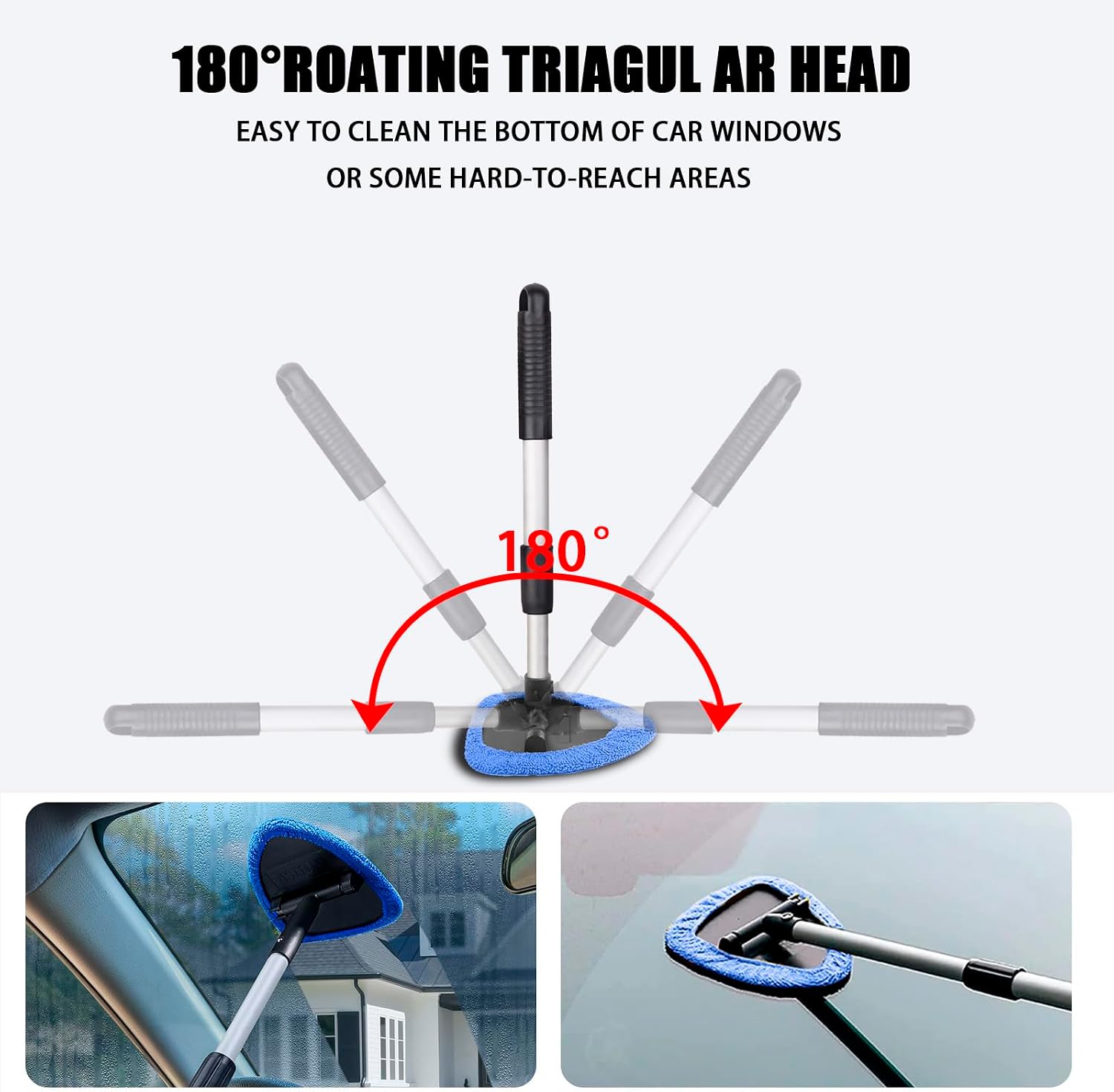 4 Pack Windshield Cleaning Tool with Extendable Handle, Blue image 5