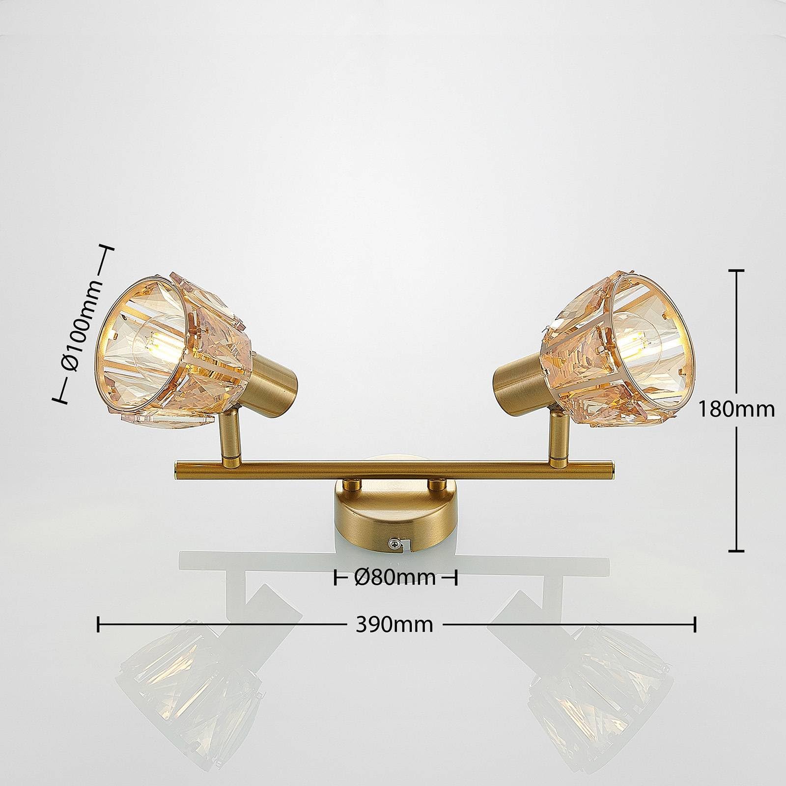Lindby lámpara de techo en latón, transparente, plafón | lámpara de salón, e14, 2 bombillas, vidrio para sala de estar, salón, pasillo, comedor