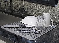 Vista 10 de Dependable Industries Silicone Drying Mat, 16"x12" - Grooved Design, Heat-Resistant, Non-Slip, BPA-Free - For Dishes, Cutlery, Pots, Pans (Sky Blue)