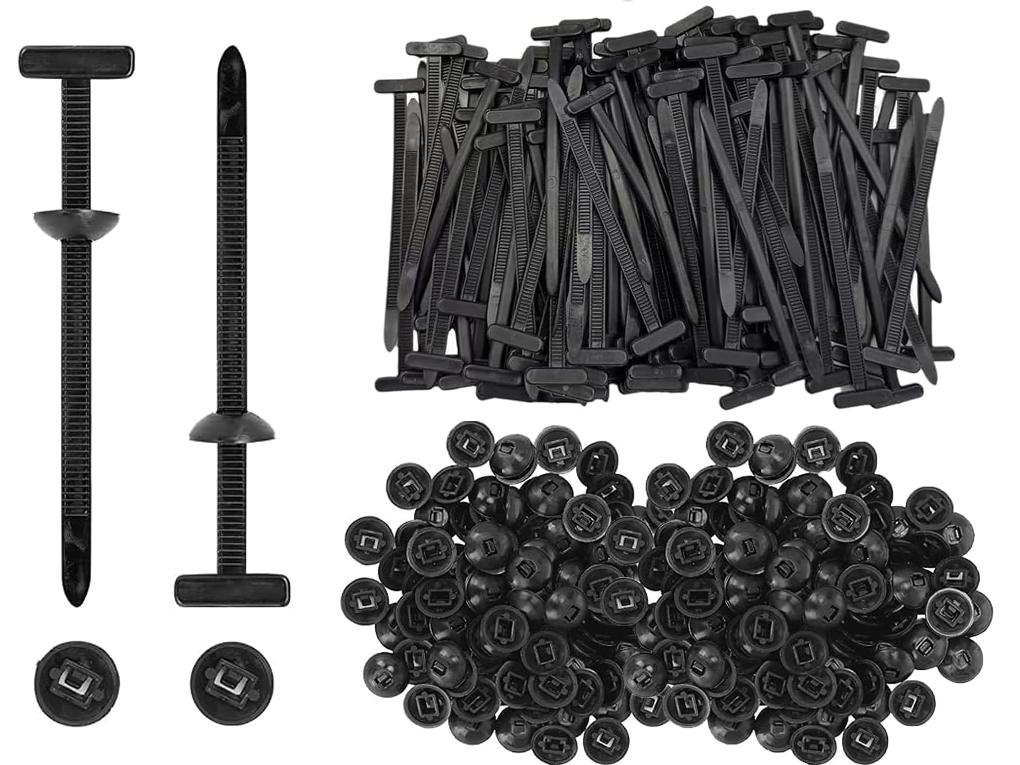 200 Pcs Universal Cable Tie Buckle - New Multifunctional Nylon Zip Ties with Pin & Button Design Plastic Cable Ties Tool Fasteners Car Body UV Resistant Zipties for Car Daily Repair