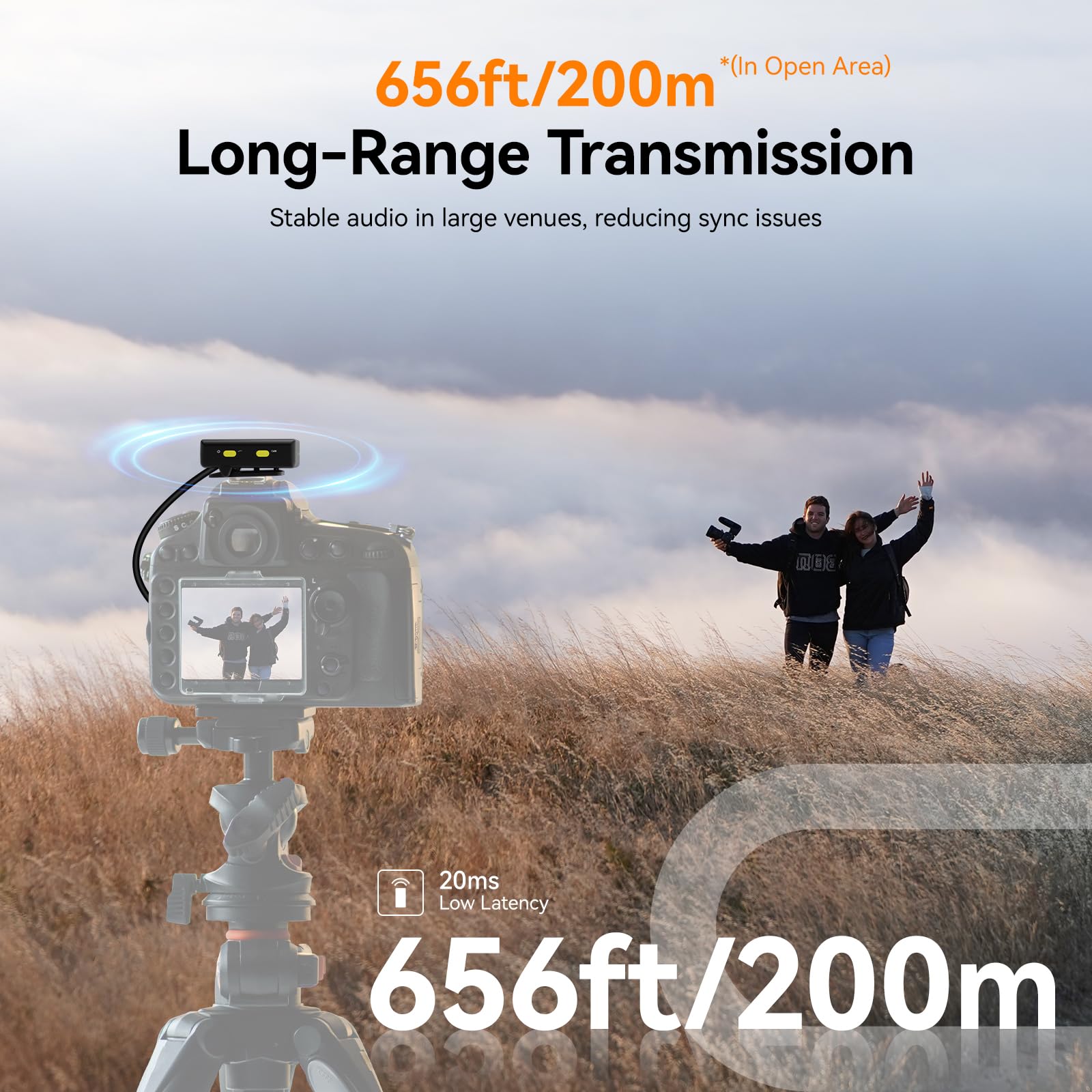 SVBONY SVMic D4 4 Microphone Lavalier Wireless, Microfono Wireless 2 in 1, Fino a 200M, Display Intelligente e Funzionamento a Doppia Modalità, Compatibile con IPhone, Android e Smartphone