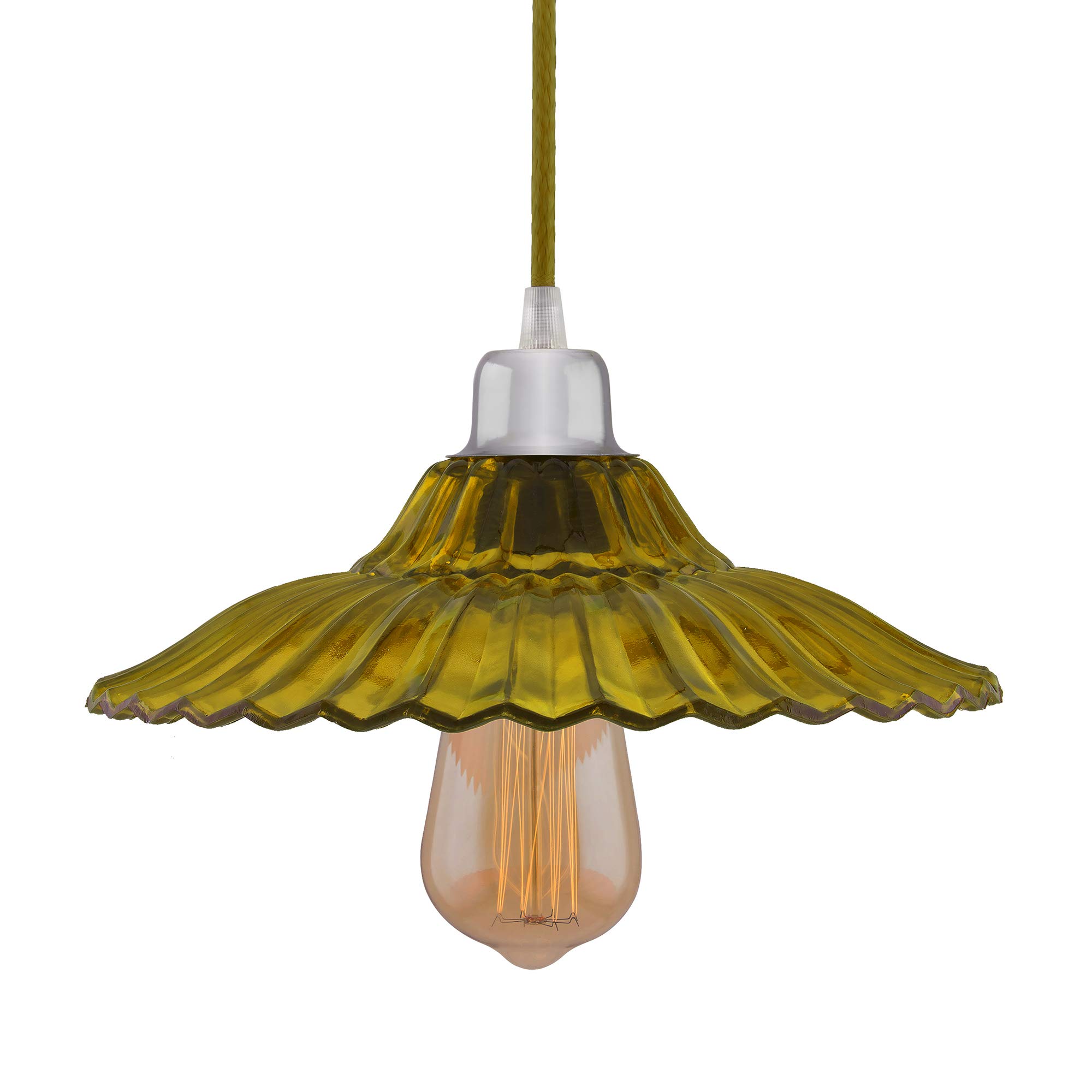 Vintage Yellow Pendant Light - Retro Industrial Chandelier -2