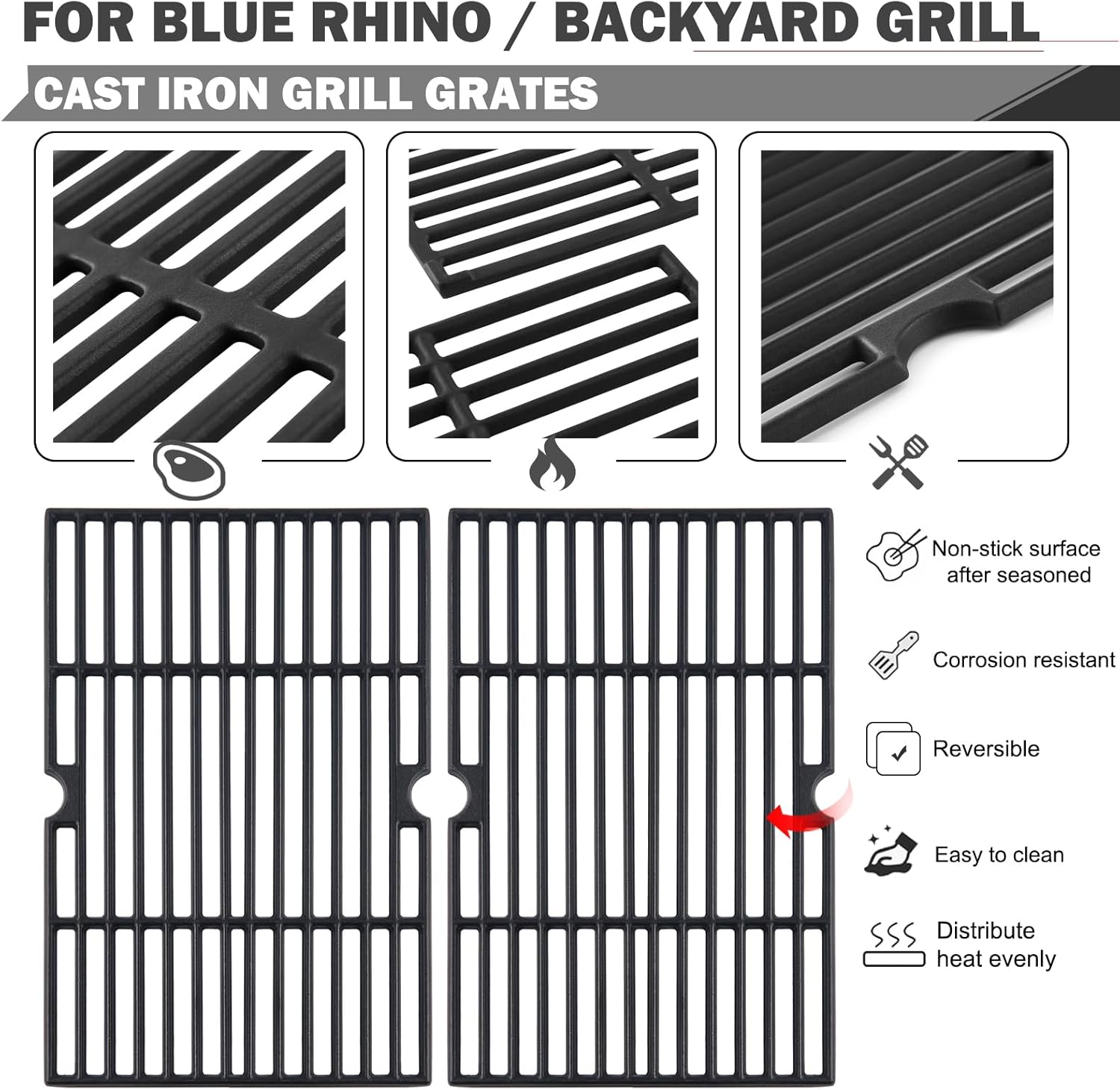 Oklagarden GBC1932L Grill Replacement Parts for Blue Rhino 3 Burner Grill Parts B0212-040 Heat Plates G1707-010 Blue Rhino Grill Replacement Grates GBC1406W Backyard Outdoor BBQ Parts Heat Shields