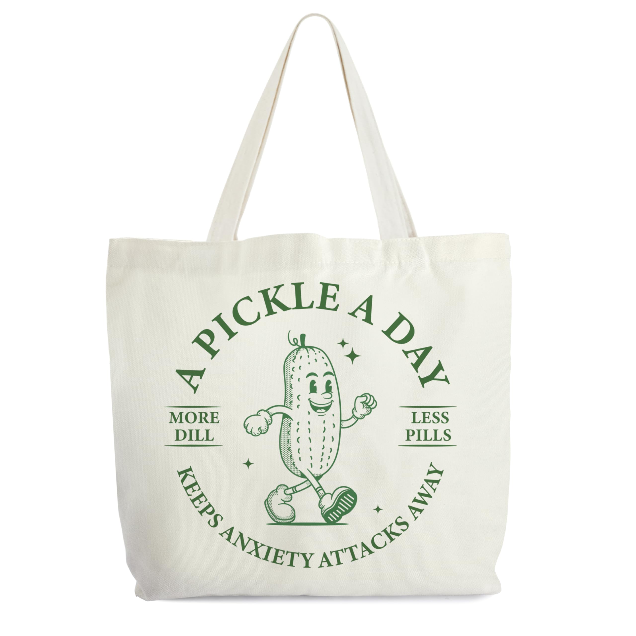 Pickle Tote Bag for Women, A Pickle A Day Keeps Anxiety Attacks Away Farmers Market Tote, Tote Gift Bag for Pickle Lover, Pickled Food Enthusiasts
