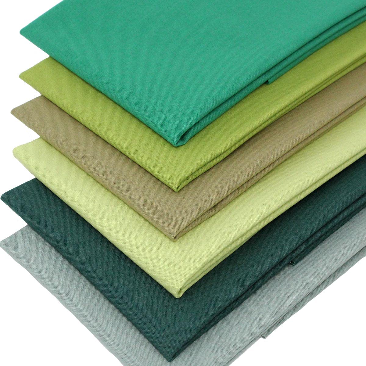 Overdale Fabrics Green 6 Fat Quarters Bundle - 'Rainforest' Plain Solid Fabrics In Shades Of 100% Cotton For Quilting, Patchwork & Crafting (Includes A Free Patchwork Pattern By Overdale Fabrics)
