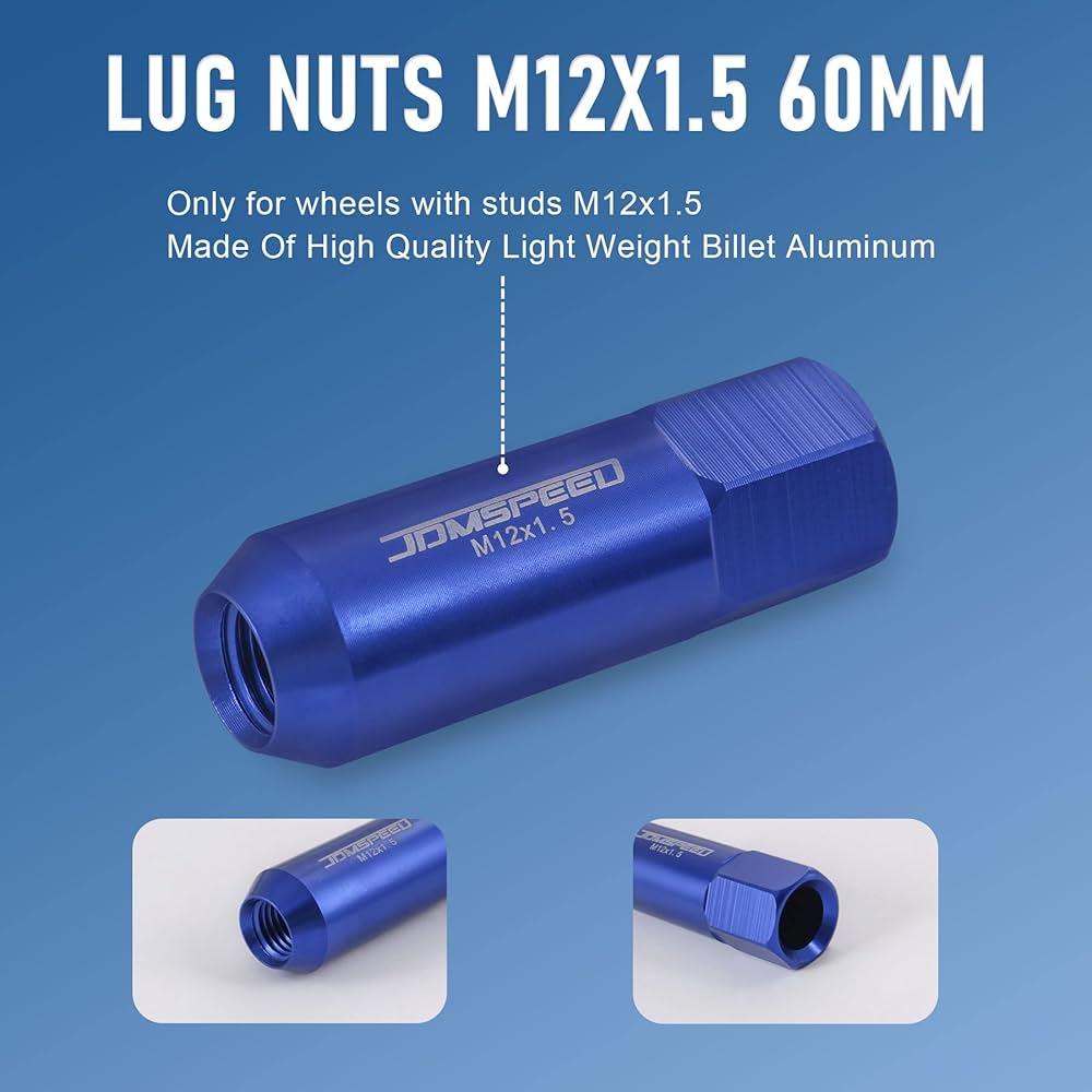 ゆむ Amazon.com: JDMSPEED Blue 60MM Aluminum Extended Tuner Lug