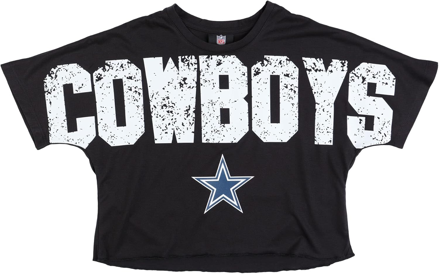 FOCO NFL Womens NFL Team Logo Ladies Fashion Distressed Wordmark Petite Size Crop Top Shirt - Image 3