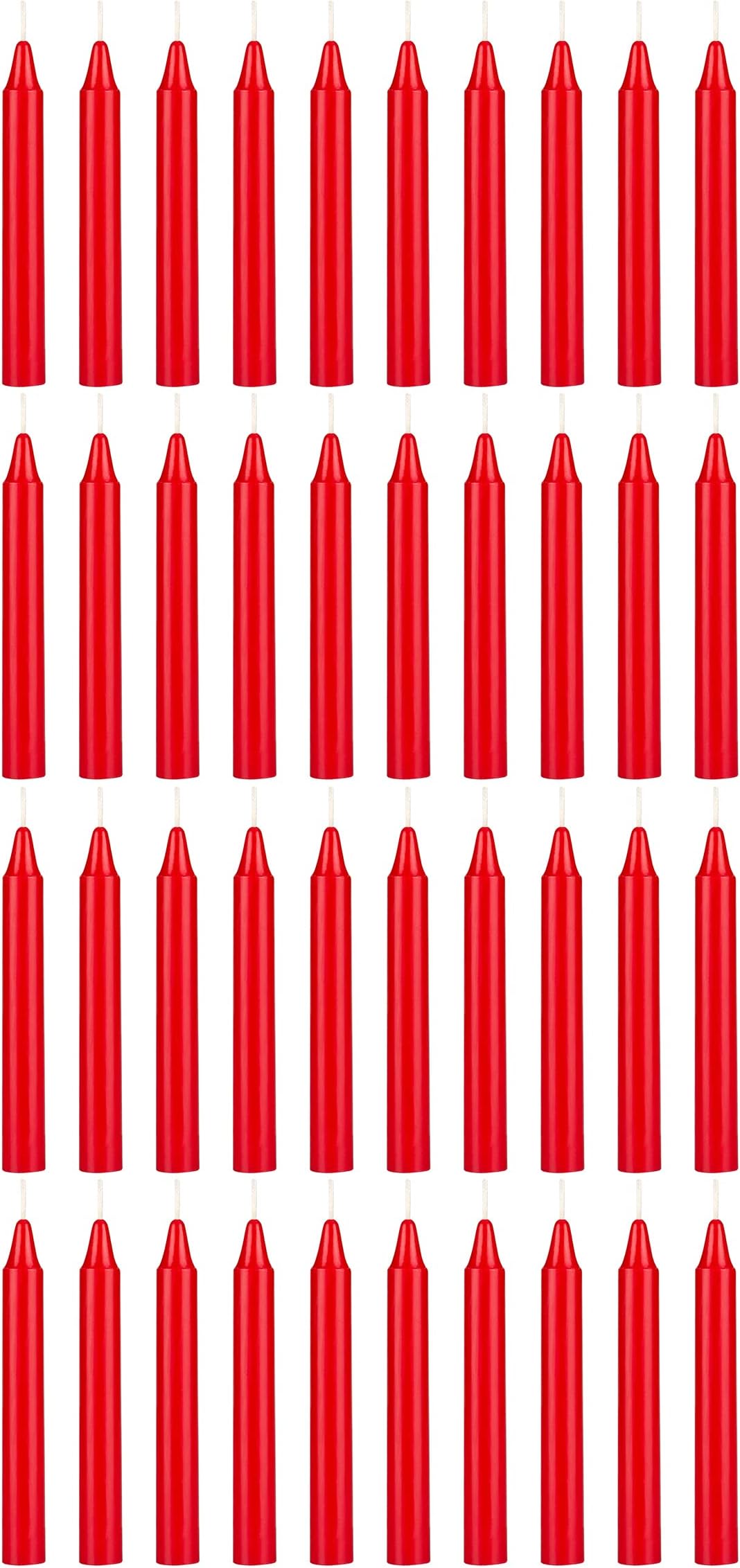 Mega Candles 40 pcs Unscented Red Exquisite Mini Taper Candle, 4 Inch Tall x 1/2 Inch Diameter, Supreme Chimes, Enchantment, Rituals, Casting Spells, Witchcraft, Wiccan, Metaphysical