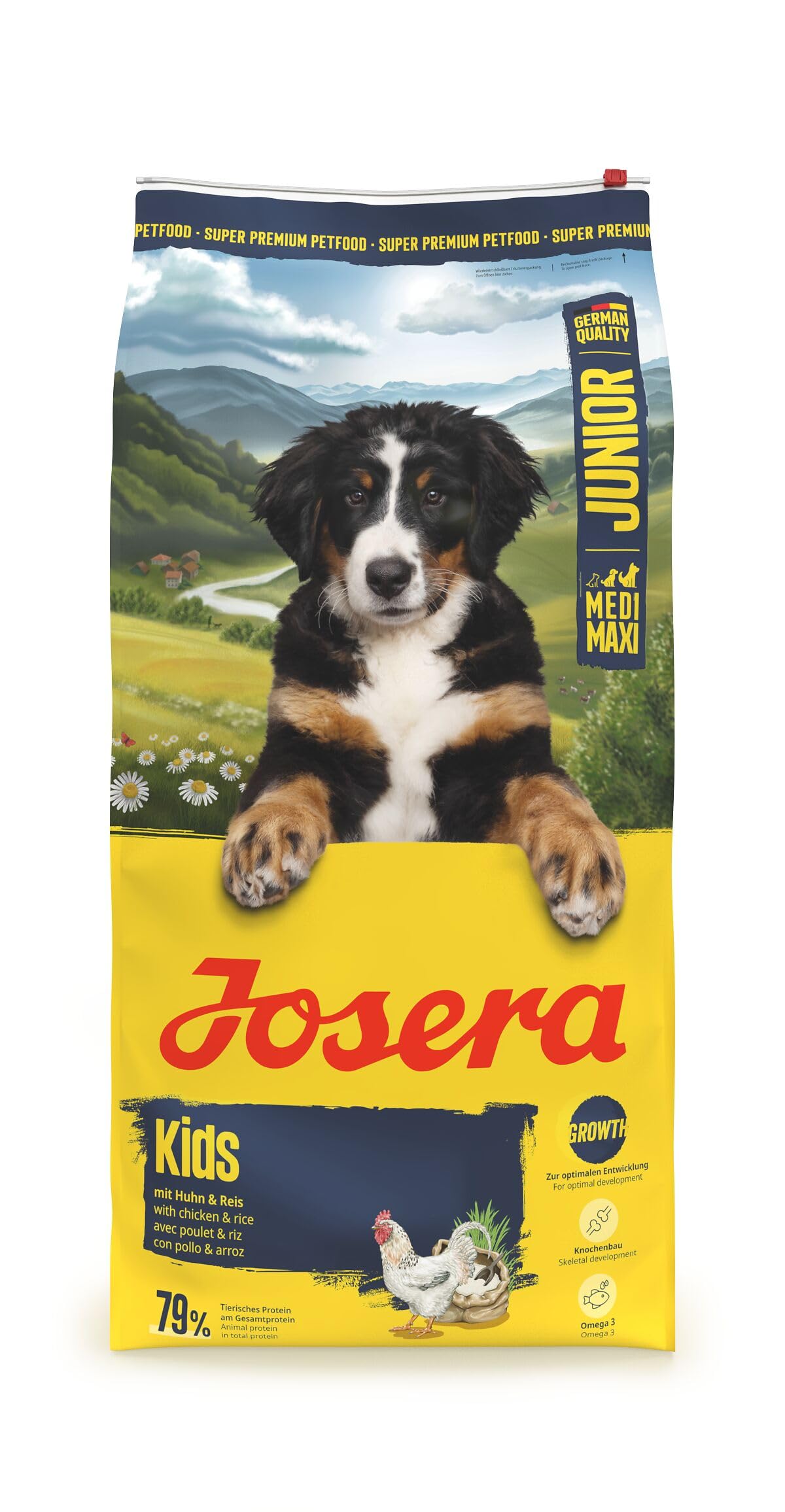 JOSERA Junior Kids Huhn & Reis (1 x 12,5 kg) | Premium Trockenfutter für wachsende größere Hunde | zur Aufzucht & optimalen Versorgung größerer Welpen ab der 6. Lebenswoche | glutenfrei | 1er Pack