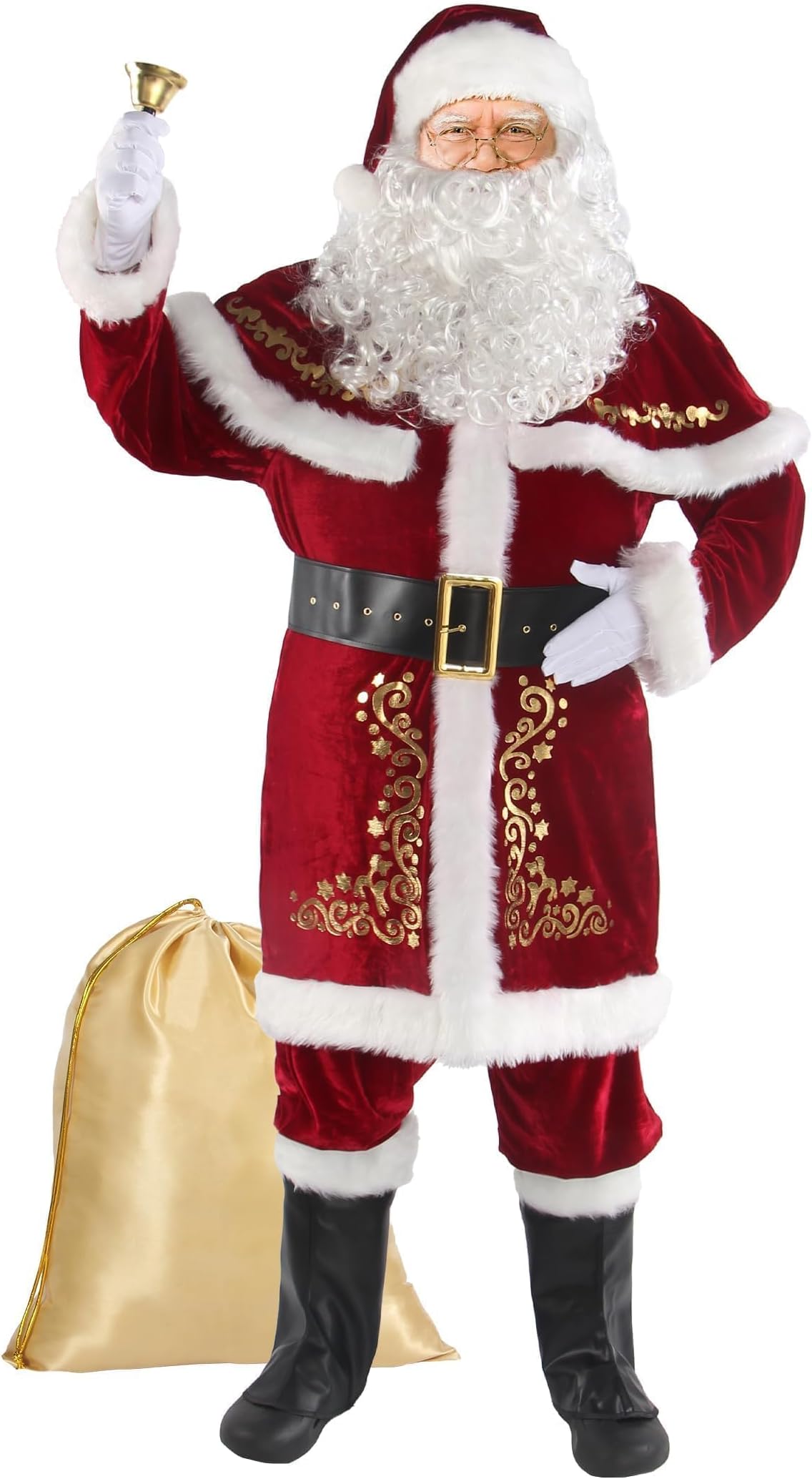 Sponsored Ad โ Christmas Santa Claus Costume for Men Adult 12pcs Santa Suit Deluxe Professional Velvet Outfit for Xmas Holiday Party Cosplay