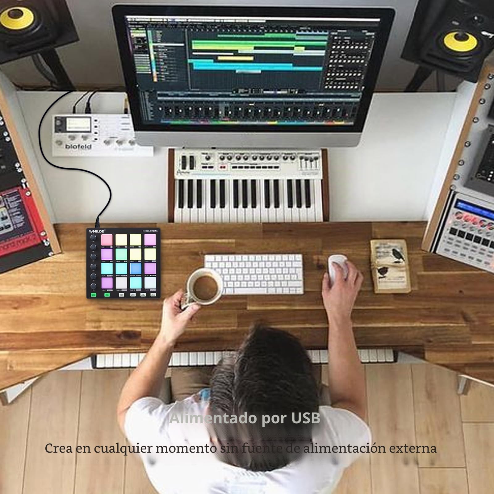 Controlador USB MIDI Pad - Máquina Beat Maker con 6 perillas asignables y repetición de notas