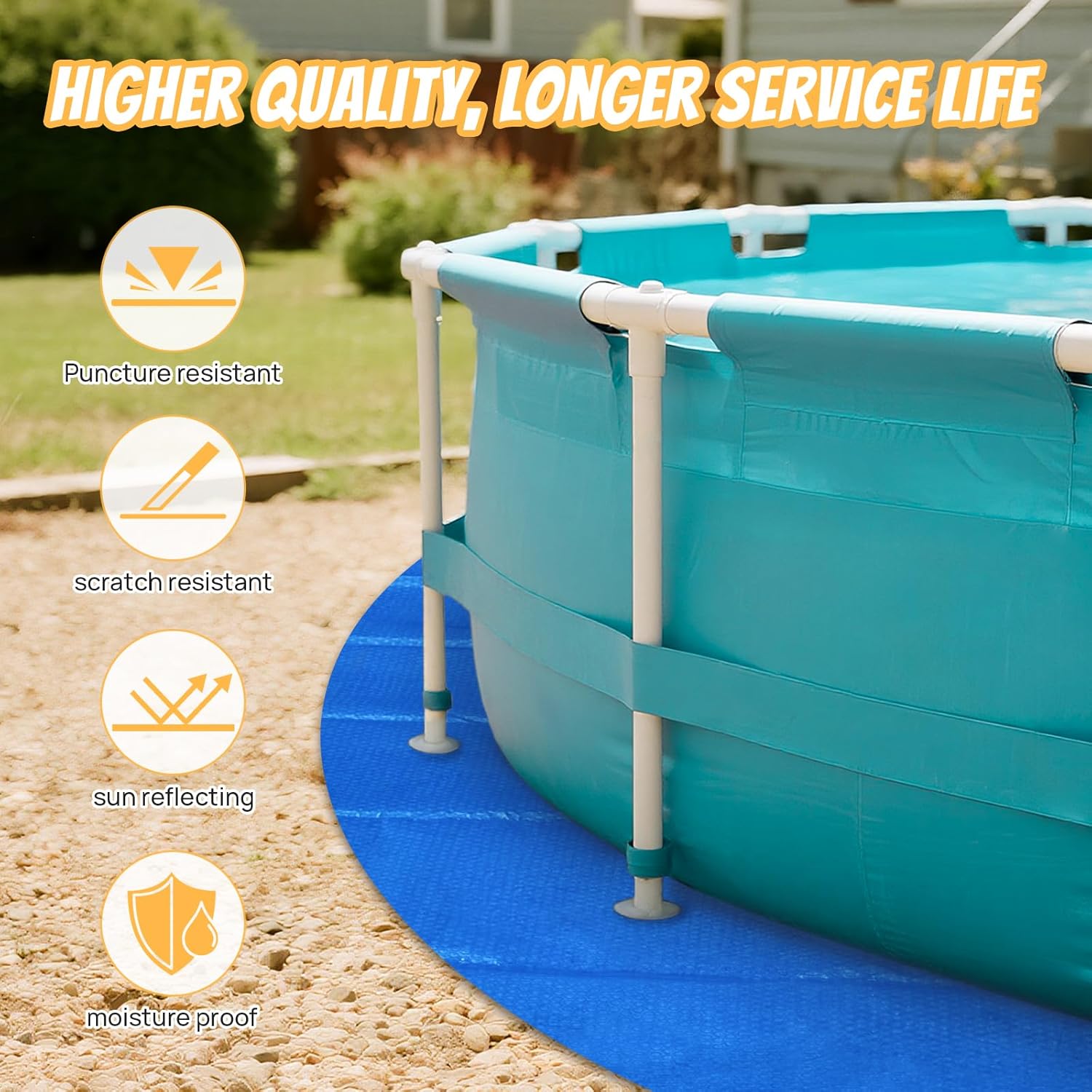 Pool Liner Pad for Above Ground Pools, 15 FT Round Pool Pad, Puncture Protection Mat, Extend Swimming Pool Liner Life, Durable PE Material