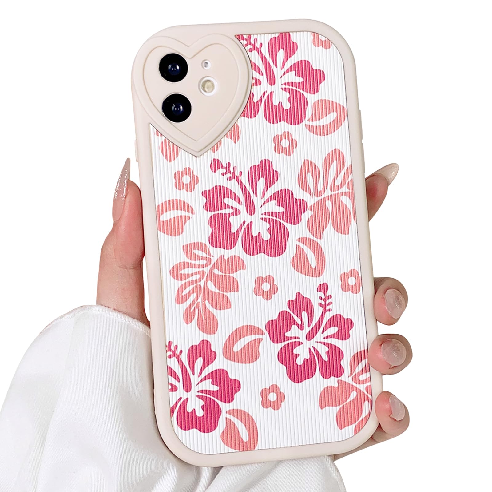 Lovmooful Compatible for iPhone 11 Case Cute Hibiscus Flower Floral Leaf with Love Lens Bumper Protector for Girls Women Soft TPU Shockproof