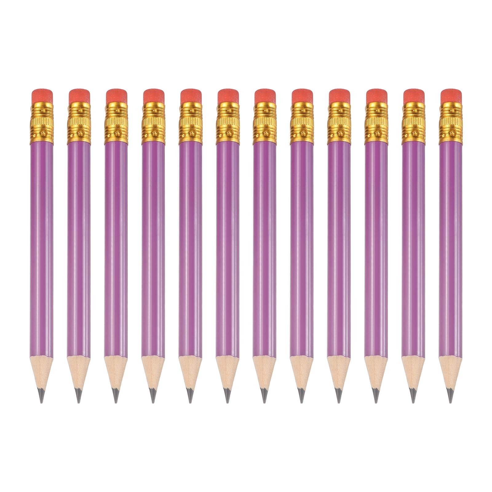 PATIKIL 12 Pack HB Pencils, 10cm Short Wood Graphite Pencils Thick Portable Golf Scoring Mini Pre Sharpened Erasable Pen with Eraser Bulk for Sport Games Meeting Office Writing, Purple — image 1