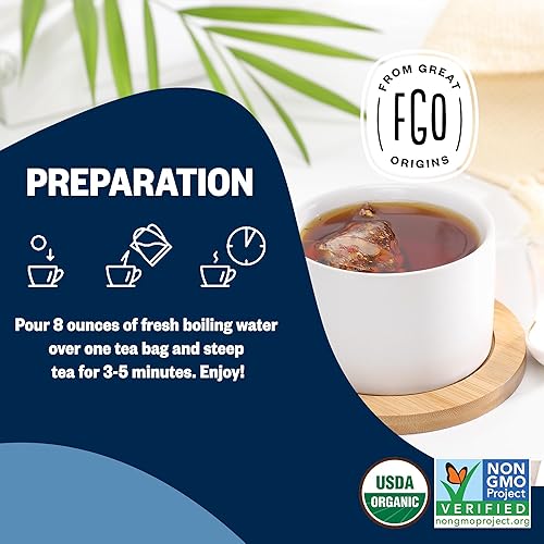 Vista 184 de FGO Té de menta orgánico, 100 unidades, bolsitas de té ecológicas, sin cafeína, el embalaje puede variar (paquete de 1)