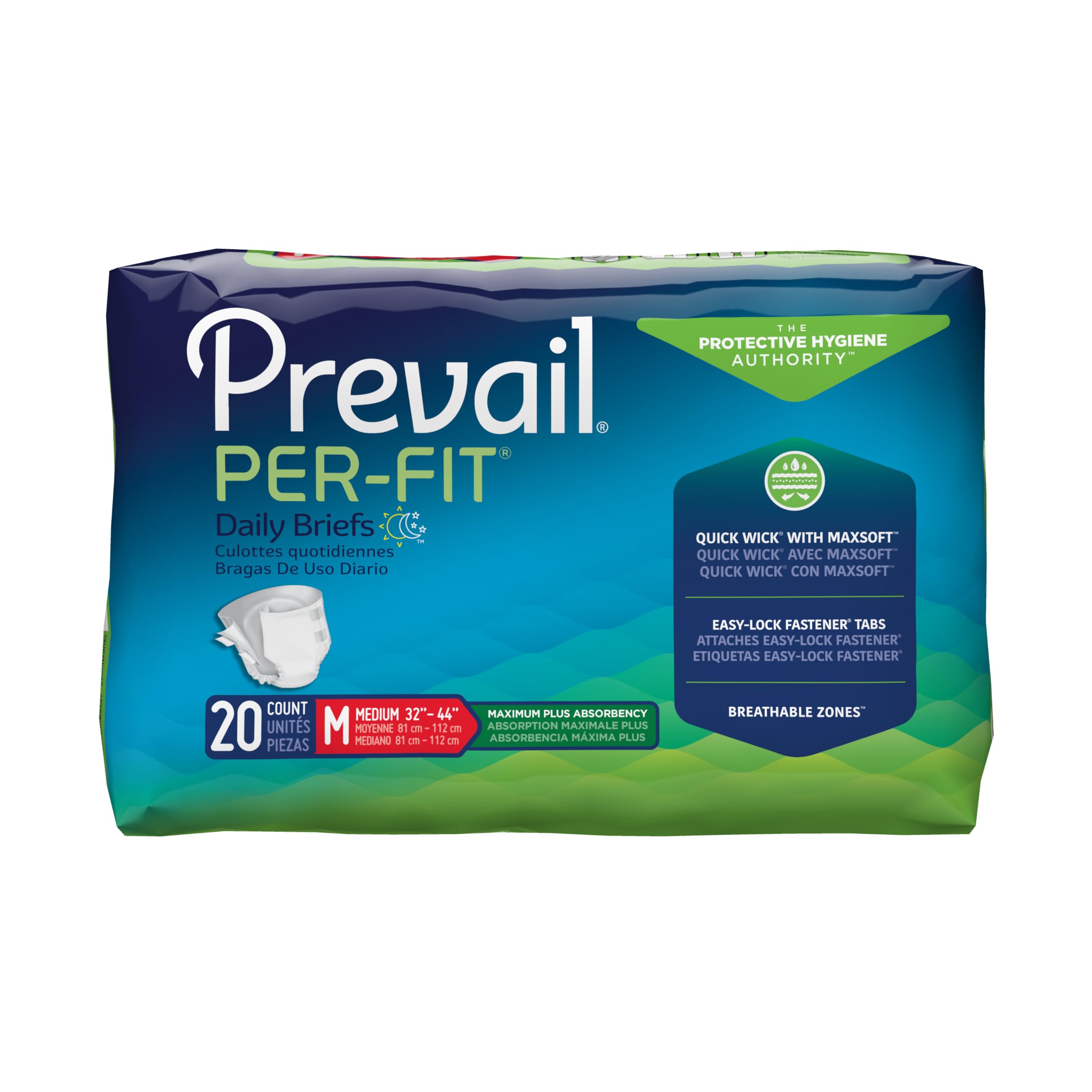 16 Pack - PF-012/1 - Prevail® Per-Fit® Maximum Incontinence Brief, Medium