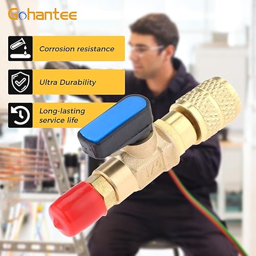 Miniatura 6 de Adaptador de válvula de bola refrigerante 14 "SAE para aire acondicionado HVAC AC Herramientas de servicio automotriz R410A R134A R22 R12 latón HVAC
