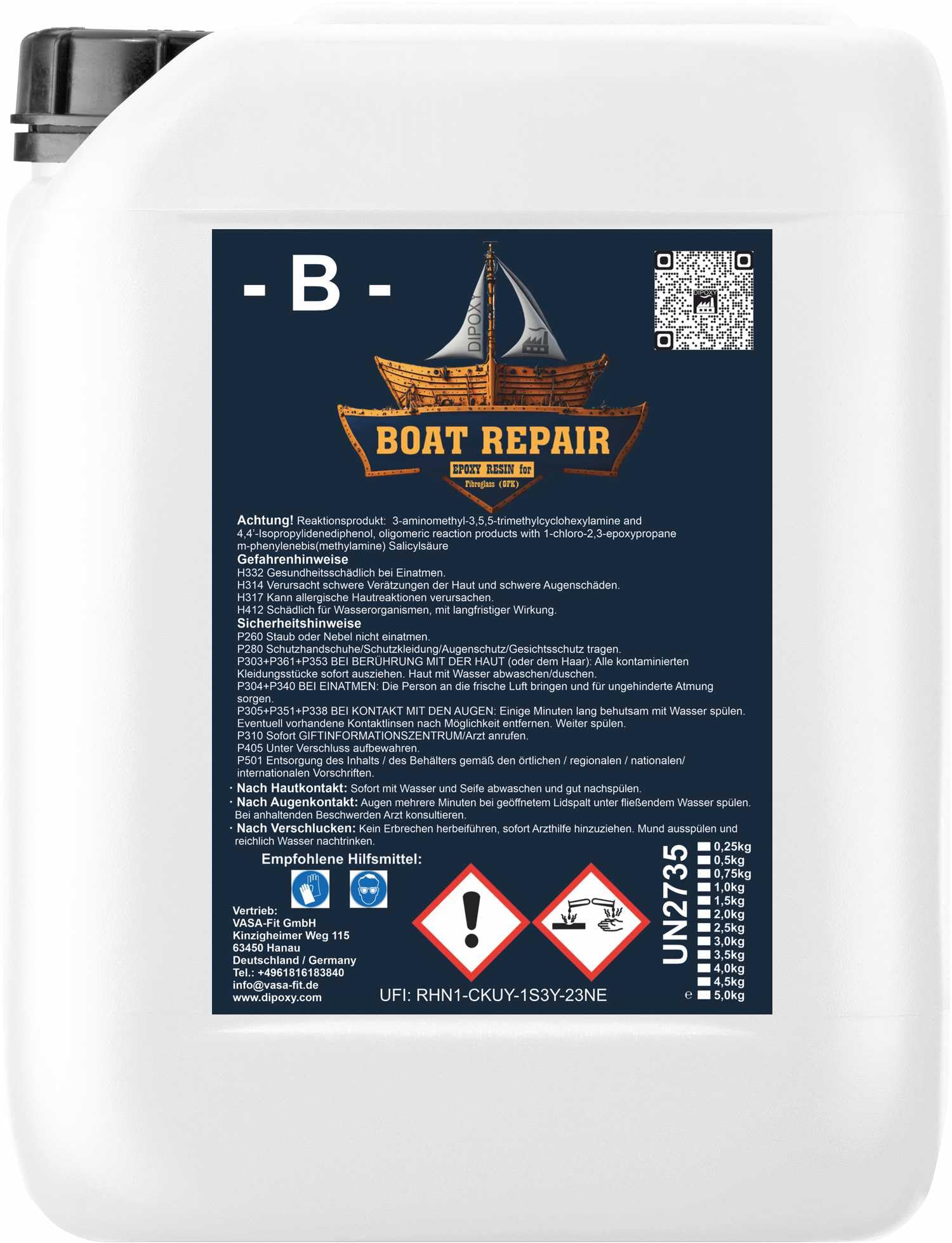 Resina epoxica per riparazione e costruzione di barche, auto, aeronautica e modellismo, 4,5 kg