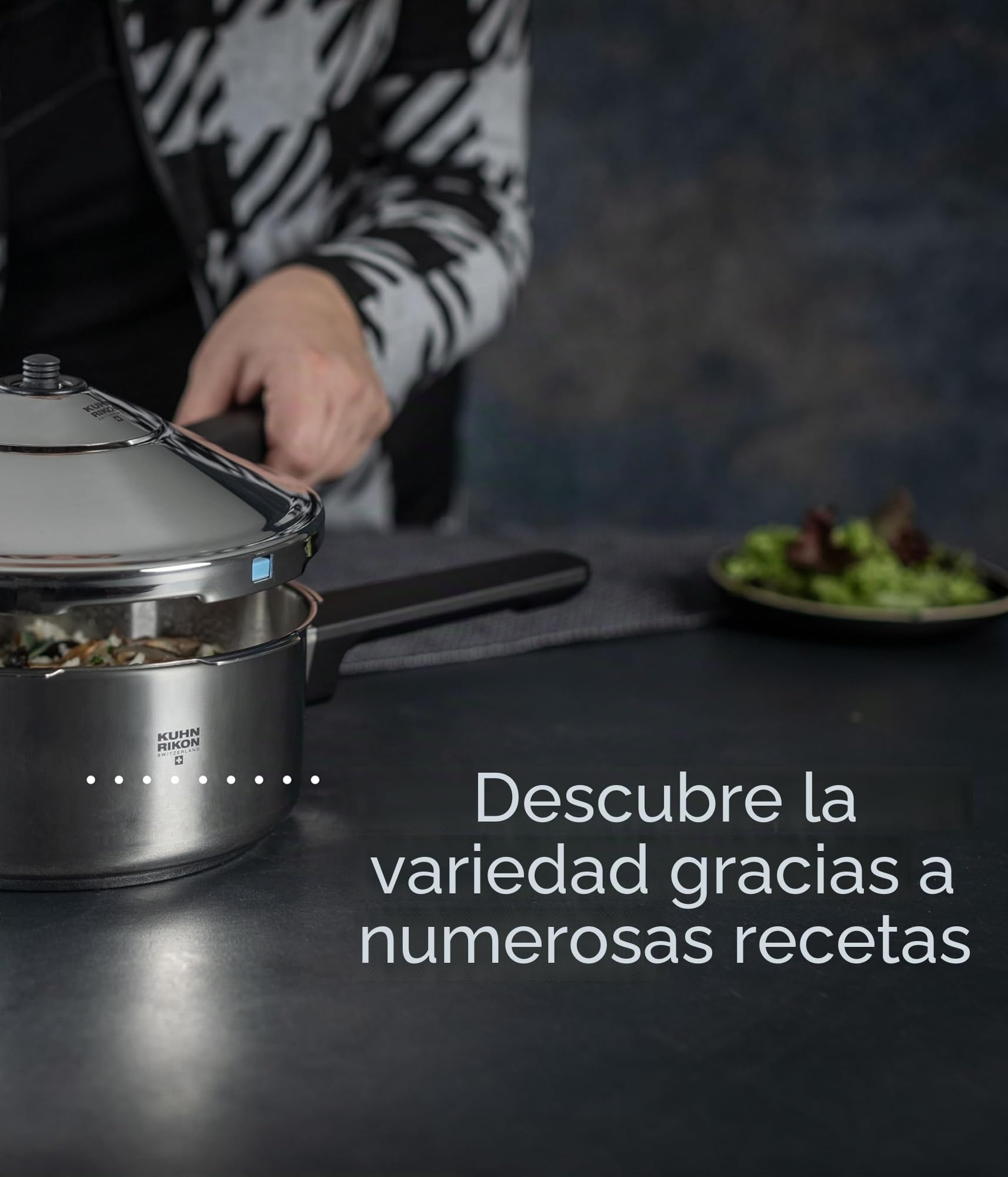 Kuhn Rikon Duromatic Hotel, Olla a presión Super Rápida con Asas 8 L. /28 cm. Olla Express Apta para Inducción, Fondo Superthermic para una buena Distribucion del Calor, Acero Inoxidable18/10