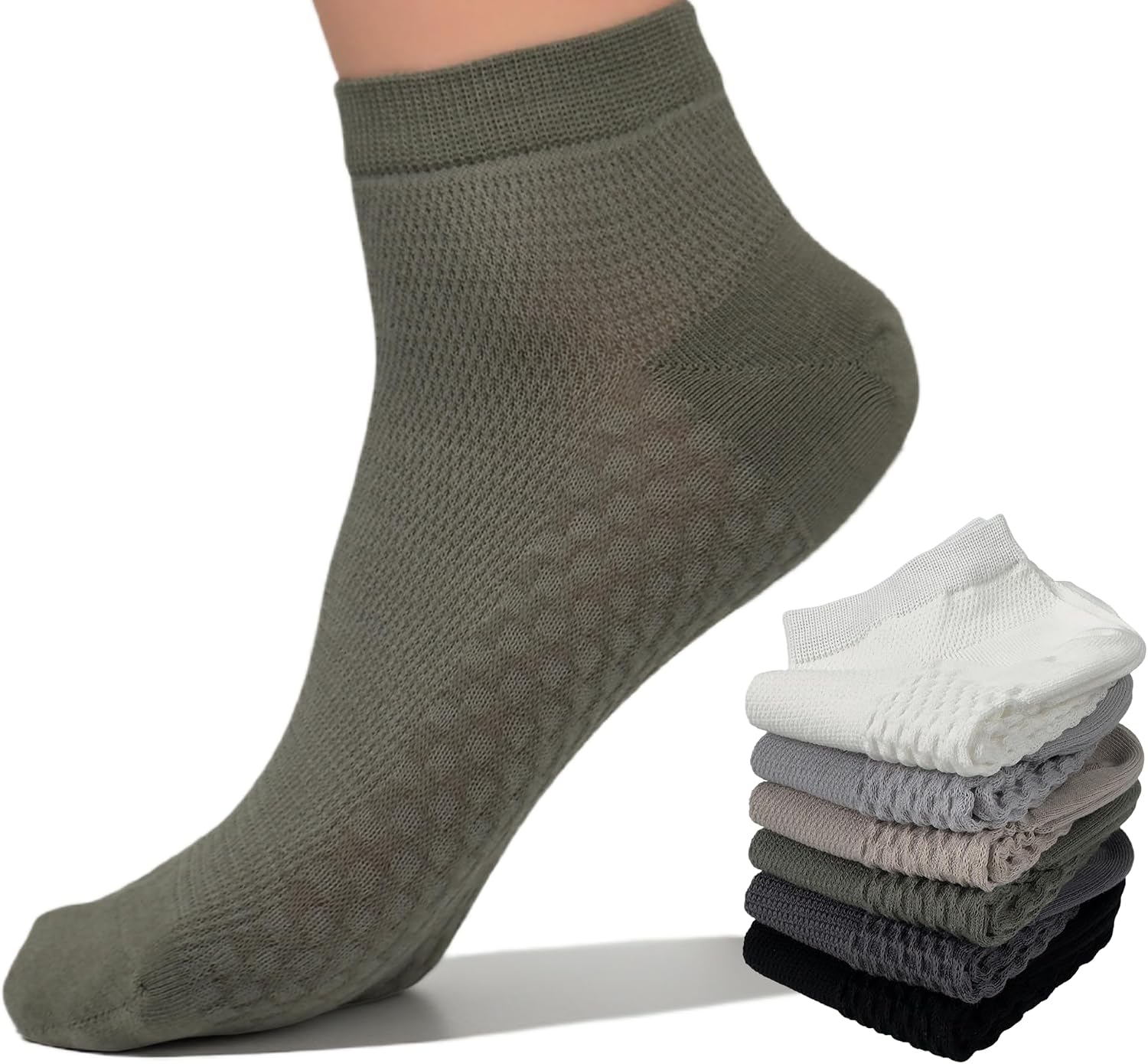 Men's Business Socks with Massage Sole Breathable Mesh Design Comfortable Low Cut Socks for Summer Casual Office Wear