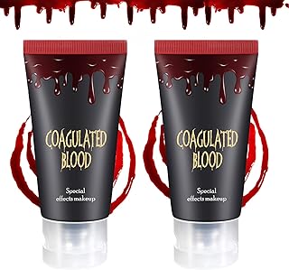 DE'LANCI - Sangre falsa comestible para ropa, sangre de zombi de vampiro de Halloween, para disfraces, maquillaje de sangr...