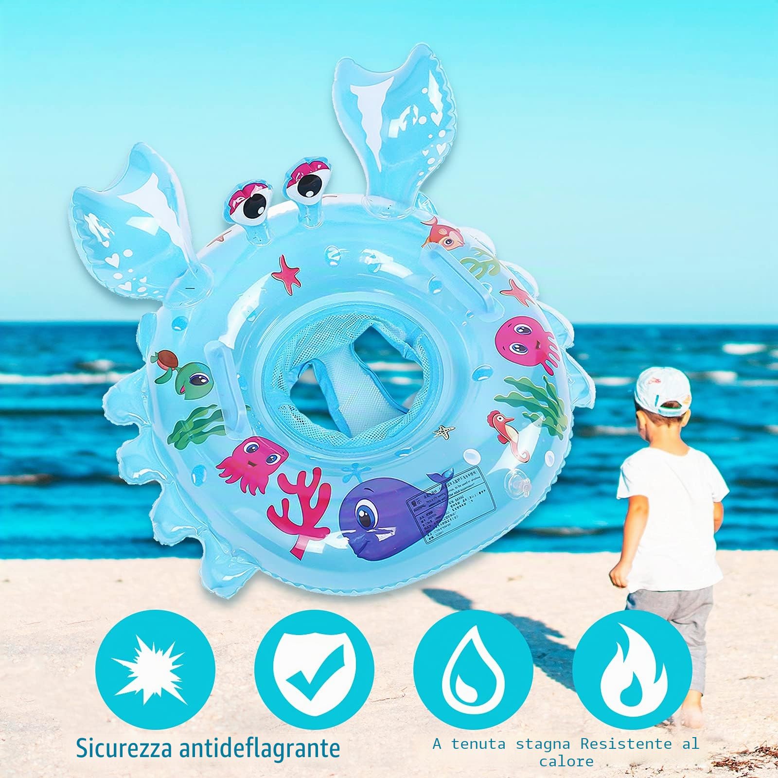 Yisscen Anello da nuoto per bambini, fango, per bambini, seggiolino per piscina, boa gonfiabile, giocattolo da piscina, regalo per bambini, adatto per bambini da 6 a 48 mesi